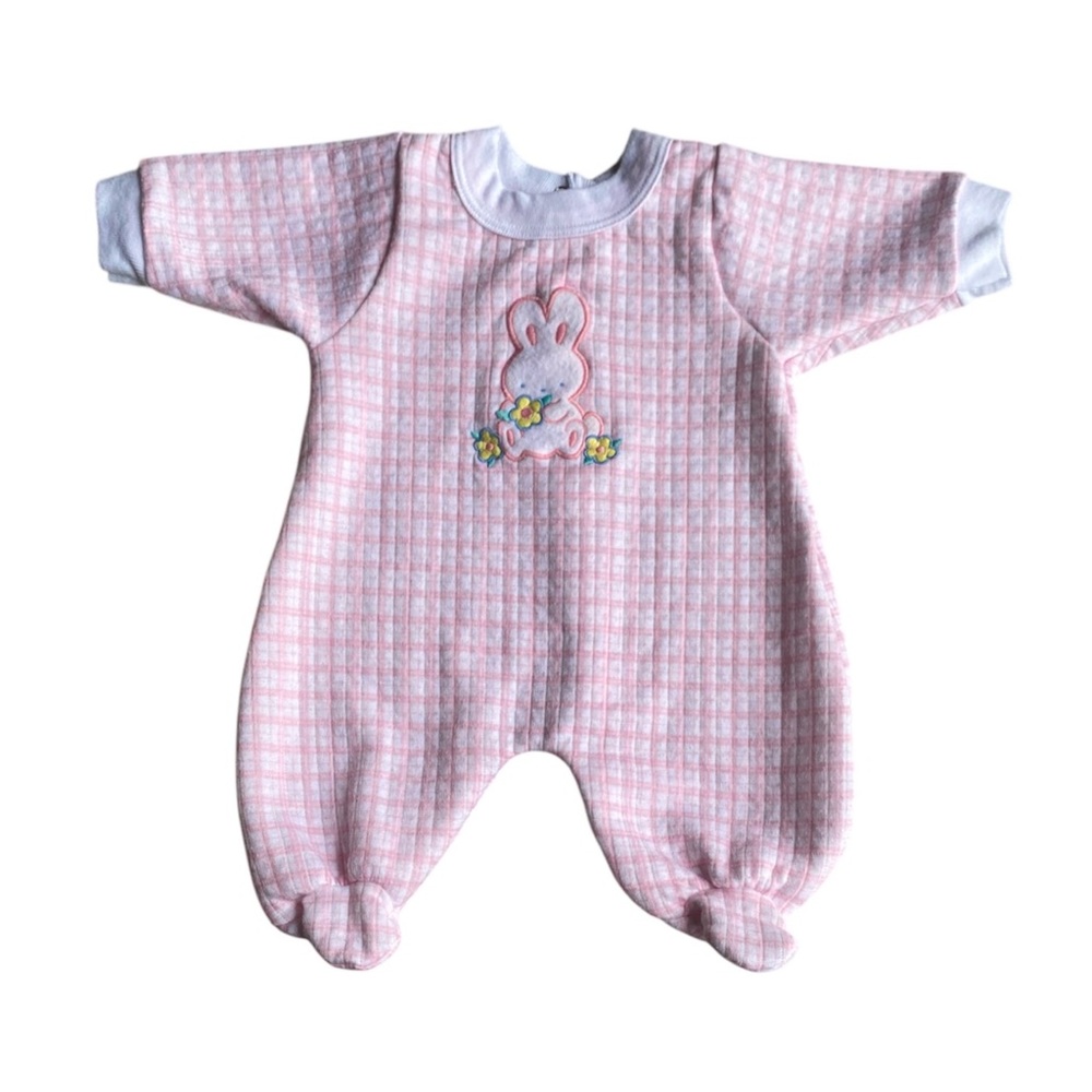 Gerber Pink and White Baby One-Piece Bodysuit with Bunny Applique